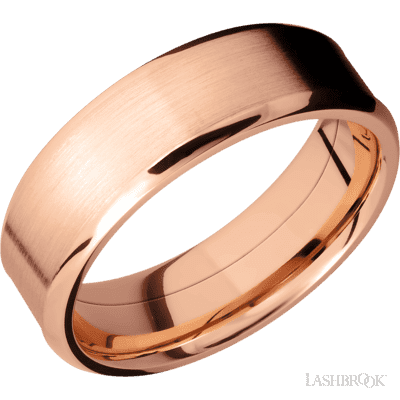 14K Rose Gold with Polish , Polish Finish and Titanium Inlay