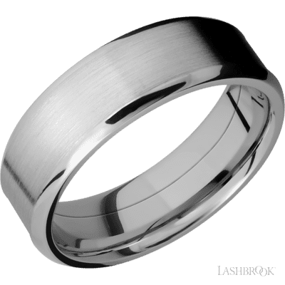 Titanium with Polish , Polish Finish and Zirconium Inlay Custom Wedding Band