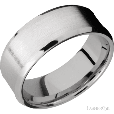 Cobalt Chrome with Satin , Polish Finish and Dinosaur Bone Black Inlay Custom Wedding Band