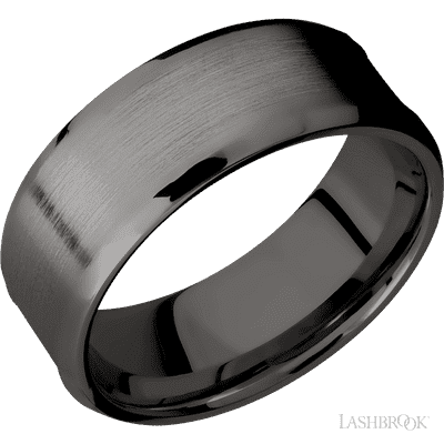Tantalum Noir with Satin , Polish Finish and 14K White Gold Inlay Custom Wedding Band