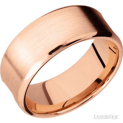 14K Rose Gold with Satin , Polish Finish and Meteorite Inlay and Titanium Sleeve