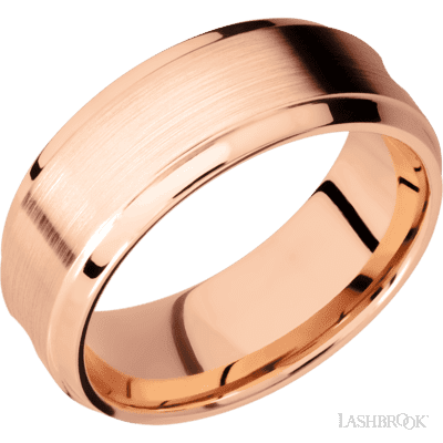 14K Rose Gold with Satin , Polish Finish and 14K White Gold Inlay and 14K White Gold Sleeve