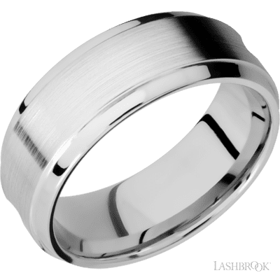 Cobalt Chrome with Polish , Polish Finish and Dinosaur Bone Red Inlay Custom Wedding Band
