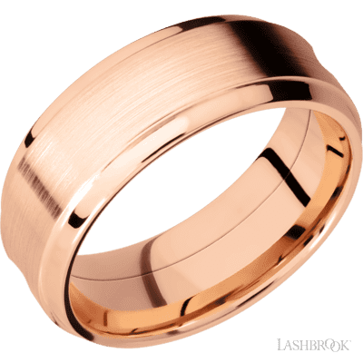 14K Rose Gold with Satin , Polish Finish and Zirconium Inlay