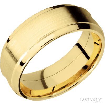 14K Yellow Gold with Satin , Polish Finish and Zirconium Inlay and Black Sleeve