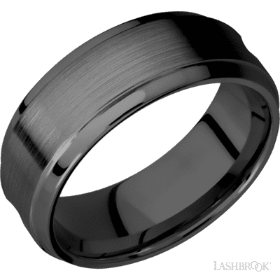 Zirconium with Crosssatinblack , Polish Finish and USMC Red Sleeve Custom Wedding Band