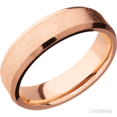 14K Rose Gold with Hammer , Polish Finish and Forged Carbon Fiber Sleeve