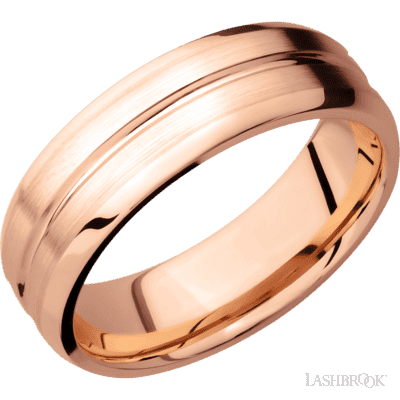 14K Rose Gold with Polish , Satin Finish and 14K White Gold Sleeve