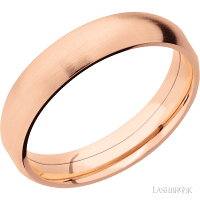 14K Rose Gold with Polish Finish and Tiger Inlay