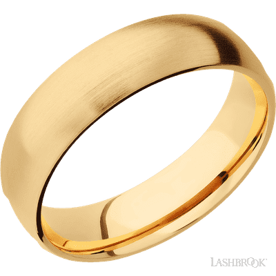 14K Yellow Gold with Polish Finish and 14K White Gold Inlay Custom Wedding Band