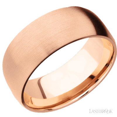 14K Rose Gold with Polish Finish and Forged Carbon Fiber Inlay Custom Wedding Band