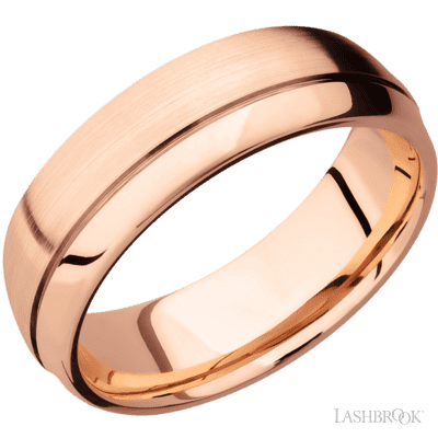 14K Rose Gold with Satin , Polish Finish and Flattwist Sleeve