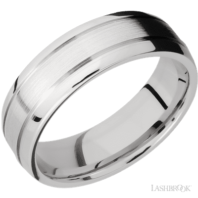 14K White Gold with Satin , Polish Finish Custom Wedding Band