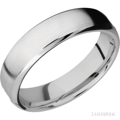 14K White Gold with Satin , Polish Finish and 14K Rose Gold Inlay