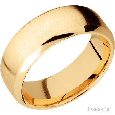 14K Yellow Gold with Satin , Polish Finish and Meteorite Inlay Custom Wedding Band