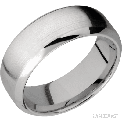 Titanium with Polish , Polish Finish and Dinosaur Bone Tan Inlay Custom Wedding Band