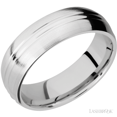 14K White Gold with Polish , Satin Finish Custom Wedding Band