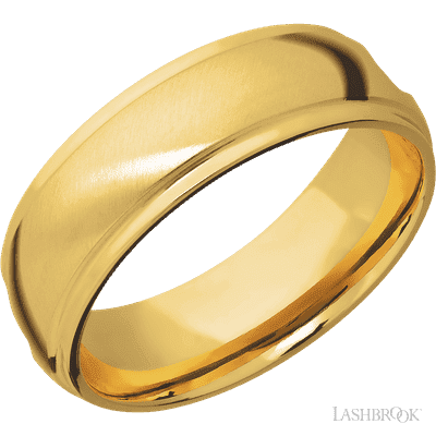 18K Yellow Gold with Satin , Polish Finish and Madagascar Rose Wood Inlay Custom Wedding Band