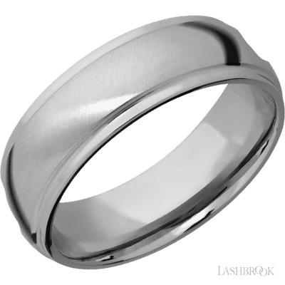 Titanium with Satin , Polish Finish and Dinosaur Bone Red Inlay Custom Wedding Band