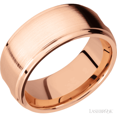 14K Rose Gold with Polish , Polish Finish and Cocobolo Inlay Custom Wedding Band