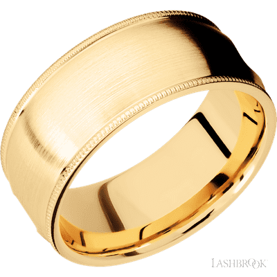 14K Yellow Gold with Satin Finish and Meteorite Inlay