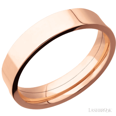 14K Rose Gold with Satin Finish and Woodgrain Inlay