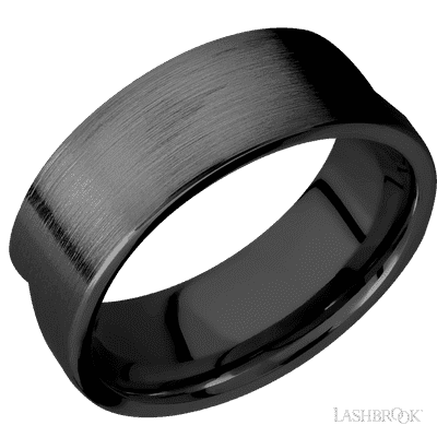 14K Yellow Gold with Satin Finish and Zirconium Inlay Custom Wedding Band