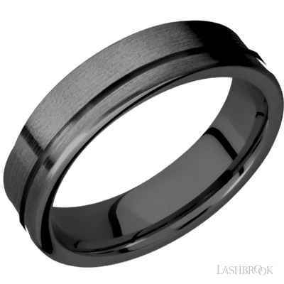 Zirconium with Machine , Polish Finish and 14K Rose Gold Sleeve