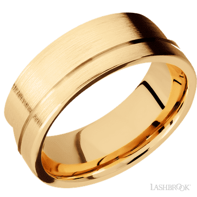14K Yellow Gold with Satin , Polish Finish and Zebra Sleeve