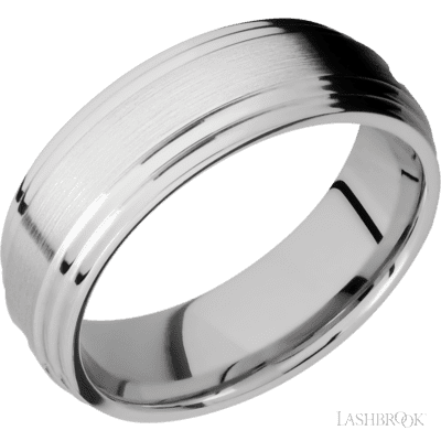 14K White Gold with Distressed , Polish Finish and 14K Rose Gold Sleeve