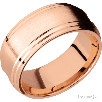 14K Rose Gold with Polish Finish and Meteorite Inlay
