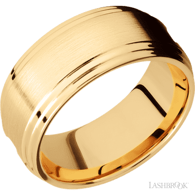 14K Yellow Gold with Polish Finish and Meteorite Inlay