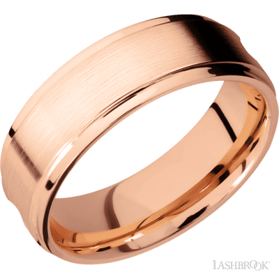 14K Rose Gold with Hammer , Polish Finish and 14K White Gold Sleeve Custom Wedding Band