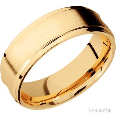 14K Yellow Gold with Polish , Polish Finish and Blue Green Opal Inlay Custom Wedding Band