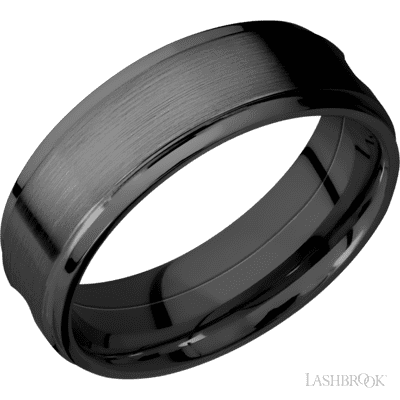 Zirconium with Polish , Polish Finish and Tantalum Inlay and Stone Blue Sleeve