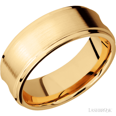 14K Yellow Gold with Satin , Polish Finish and Meteorite Inlay