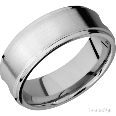 Cobalt Chrome with Polish , Polish Finish and Abalone Inlay Custom Wedding Band