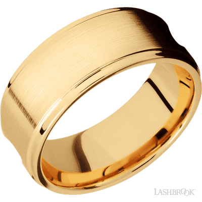 14K Yellow Gold with Polish Finish and Forged Carbon Fiber Inlay Custom Wedding Band