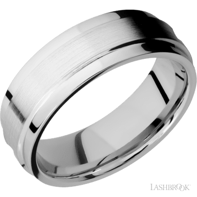 14K White Gold with Polish Finish and Silver Carbon Fiber Inlay