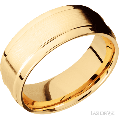 14K Yellow Gold with Polish Finish and Meteorite Inlay