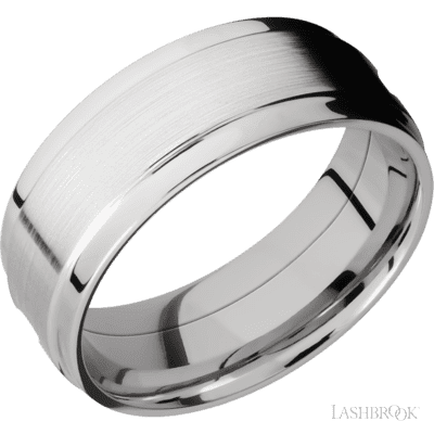 Titanium with Polish Finish and Zirconium Inlay and Navy Blue Sleeve