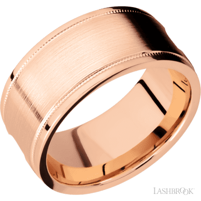 14K Rose Gold with Satin , Polish Finish and Meteorite Inlay
