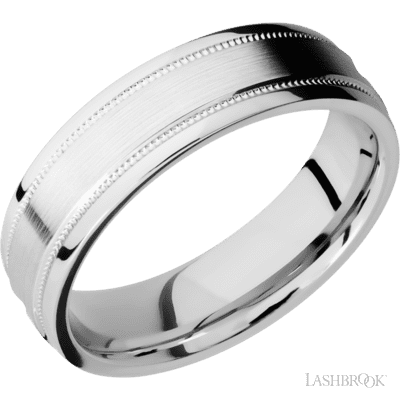 14K White Gold with Satin , Polish Finish and Gun Metal Grey Sleeve