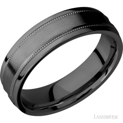 Zirconium with Satin , Polish Finish and 10K Yellow Gold Sleeve
