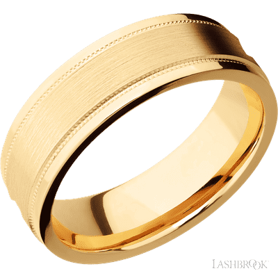 14K Yellow Gold with Satin , Polish Finish Custom Wedding Band