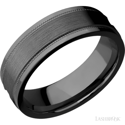 Zirconium with Satin , Polish Finish and MossyOak Obsession Sleeve Custom Wedding Band