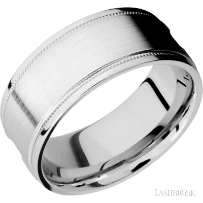 14K White Gold with Satin , Polish Finish and King's Woodland Inlay Custom Wedding Band