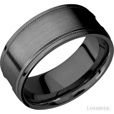 Zirconium with Satin , Polish Finish and Antler Inlay Custom Wedding Band