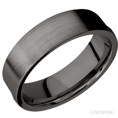 Tantalum Noir with Polish Finish and Titanium Damascus Sleeve Custom Wedding Band