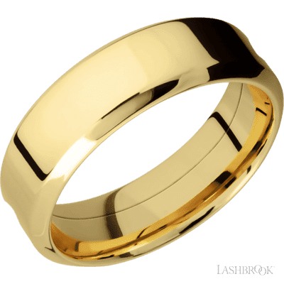 14K Yellow Gold with Polish , Polish Finish and Zirconium Inlay Custom Wedding Band